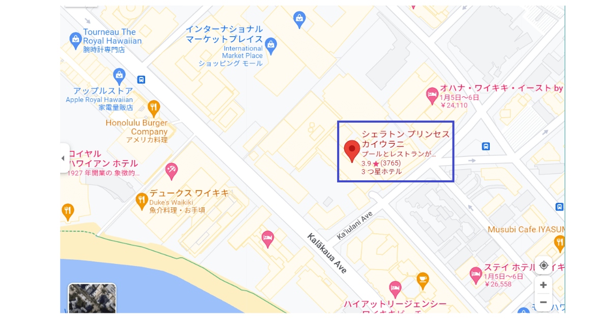 ホテルの場所 google maps